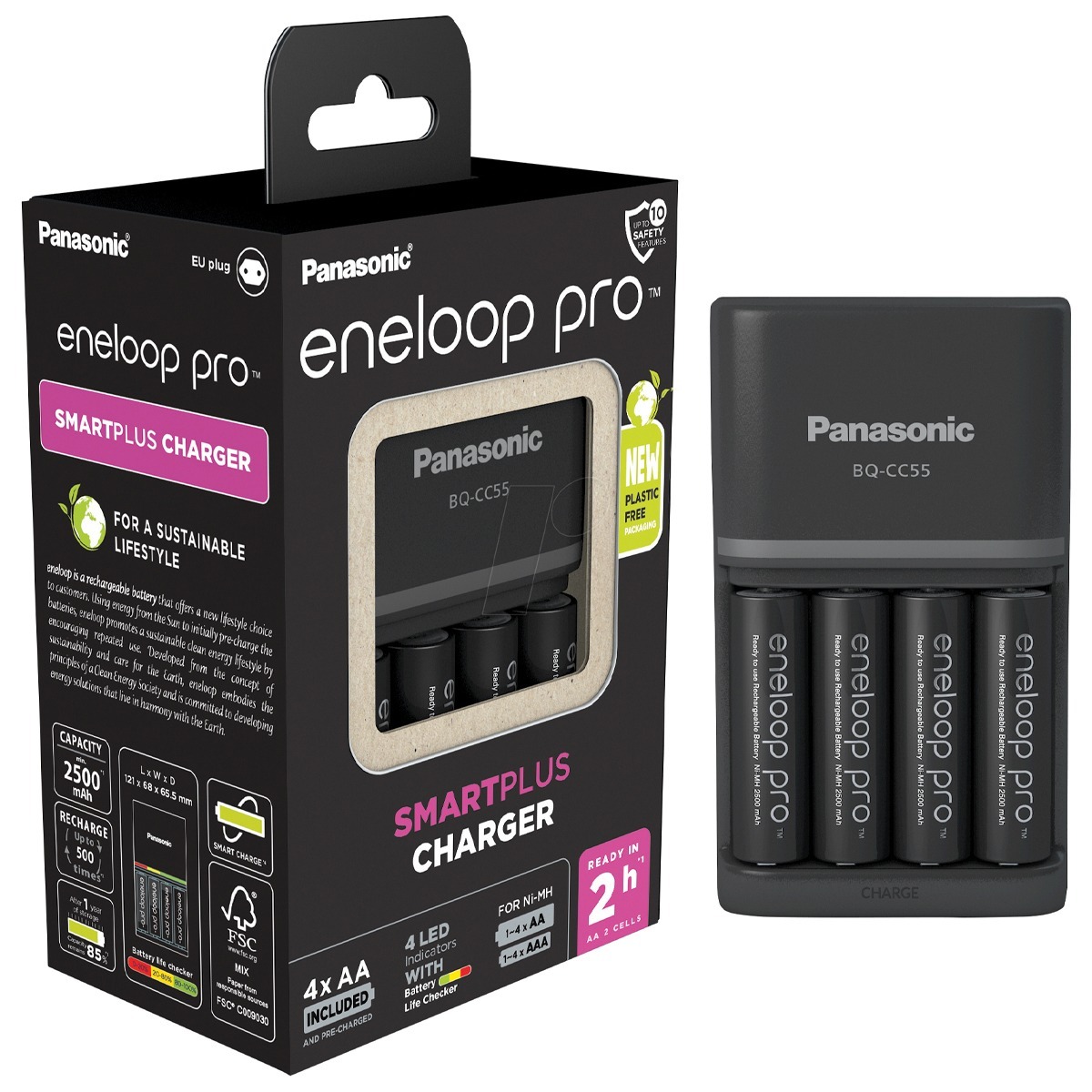 PANASONIC punjač eneloop (2h) sa 4 baterije pro AA 2500mAh (K-KJ55HCD40E)