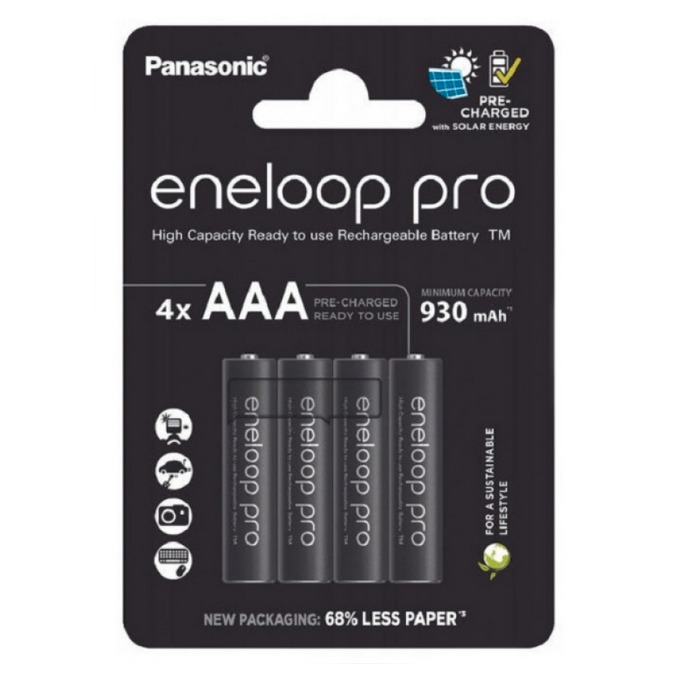 PANASONIC baterije eneloop pro AAA/4B(BK-4HCDE/4CP) 930mAh black