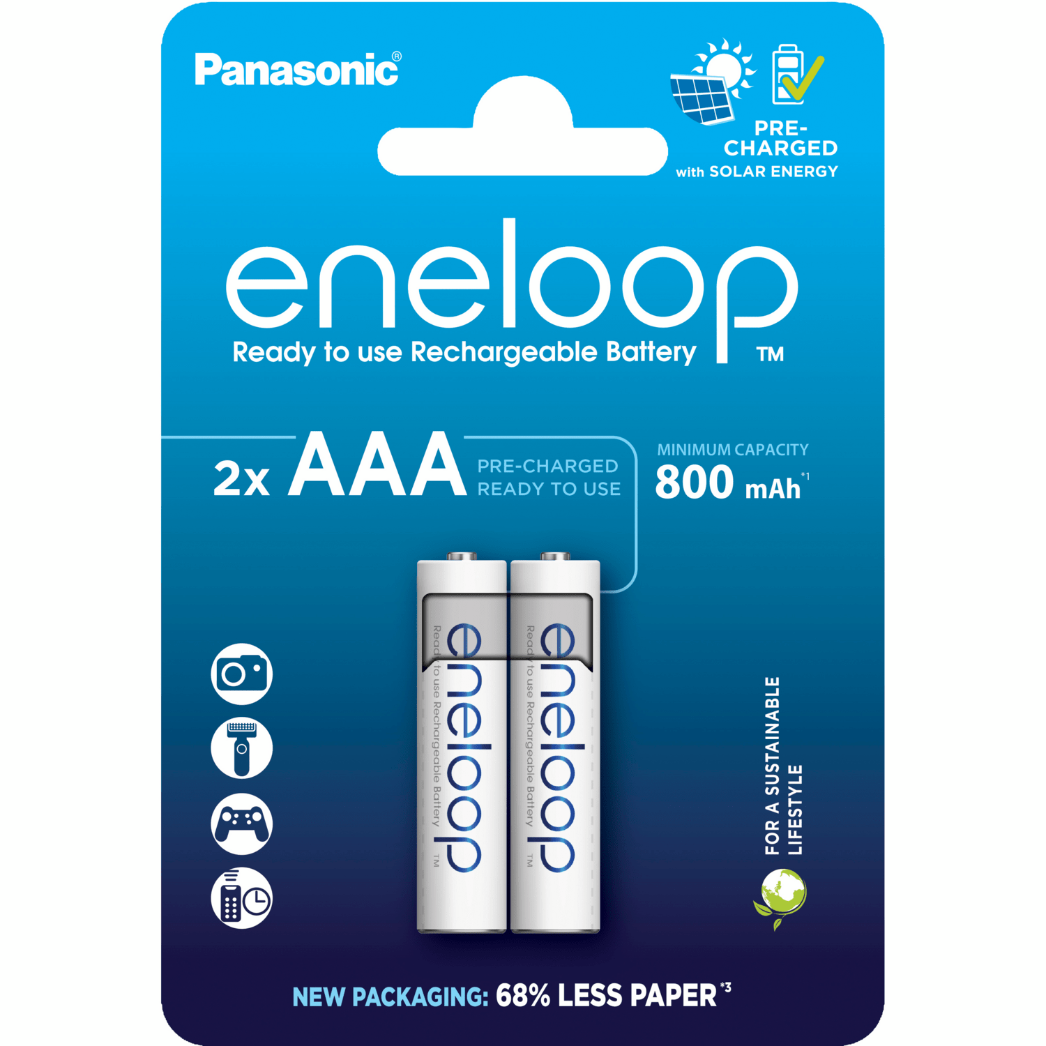 PANASONIC baterije eneloop AAA/2B (BK-4MCDE/2CP) 800mAh white